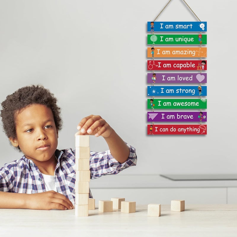 UBTKEY Kids Room Decor, Set of 9 Pieces Boys Room Wall Art, Motivational Wall Decor Wall Hanging Plaque for Kids Bedroom Playroom Bathroom Decorations - Image 5